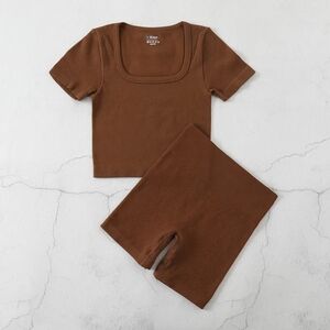 Brown Women's Shorts Set